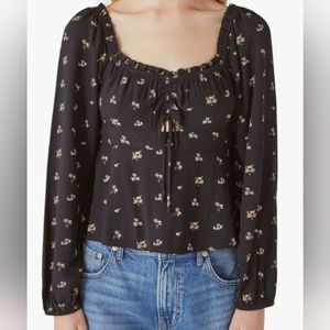 NWT Lucky Brand Floral Ruched Front Top